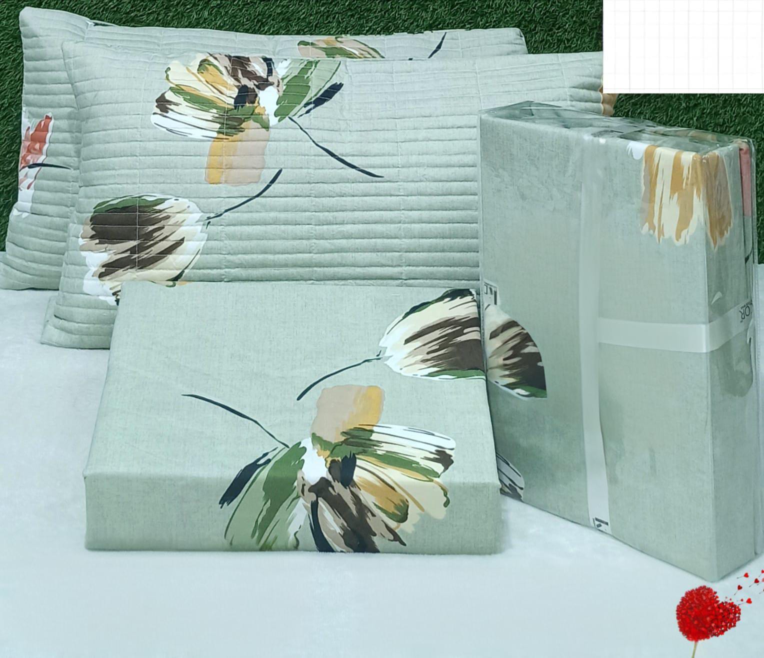 BOTANICAL-GLACE COTTON BEDSHEET QUILTED PILLOW COVERS 