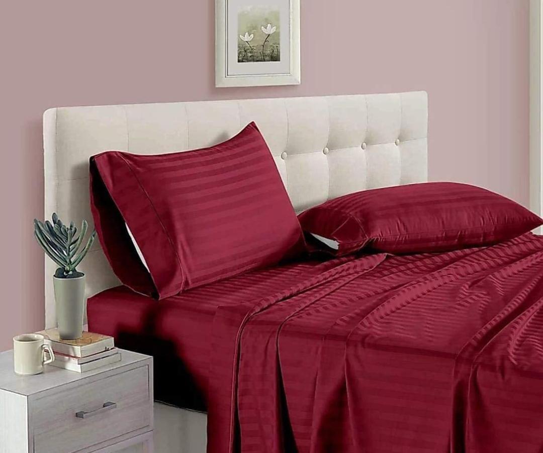 SATIN STRIPS COTTON BEDSHEET
