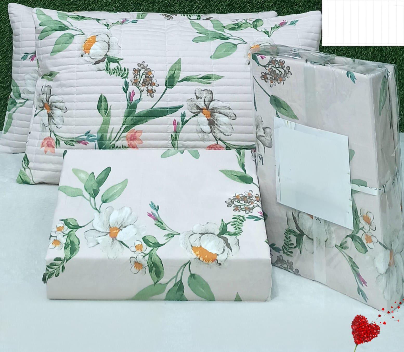 BOTANICAL-GLACE COTTON BEDSHEET QUILTED PILLOW COVERS 